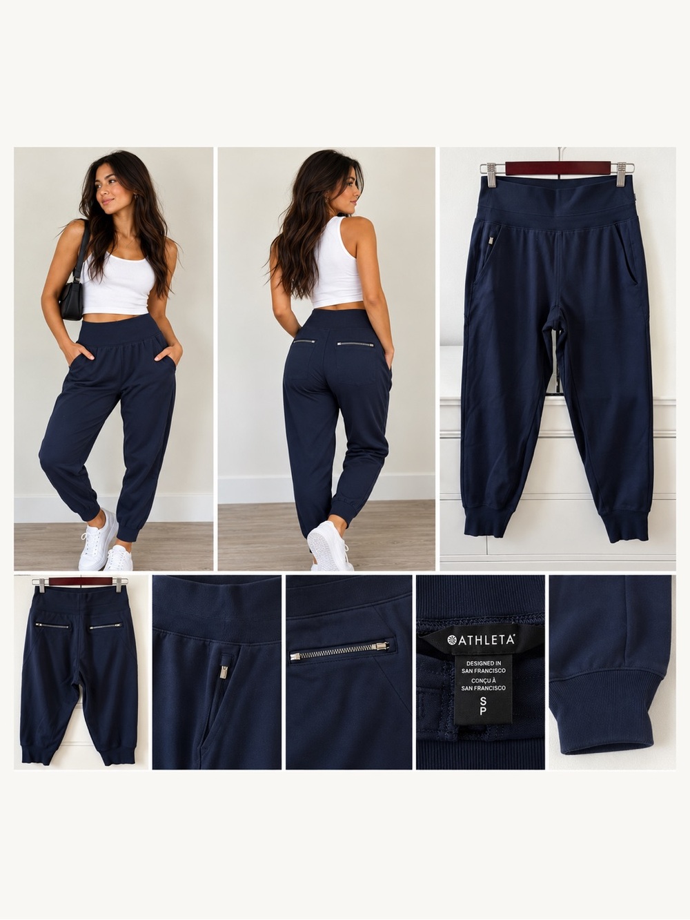 Athleta Venice High Rise Jogger Navy Tapered Pants Small